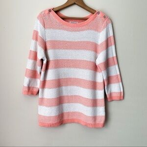 Croft & Barrow Orange and White Cotton Sweater